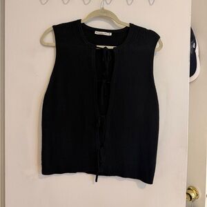 Abercrombie & Fitch Black Knit Tie Down Tank Top